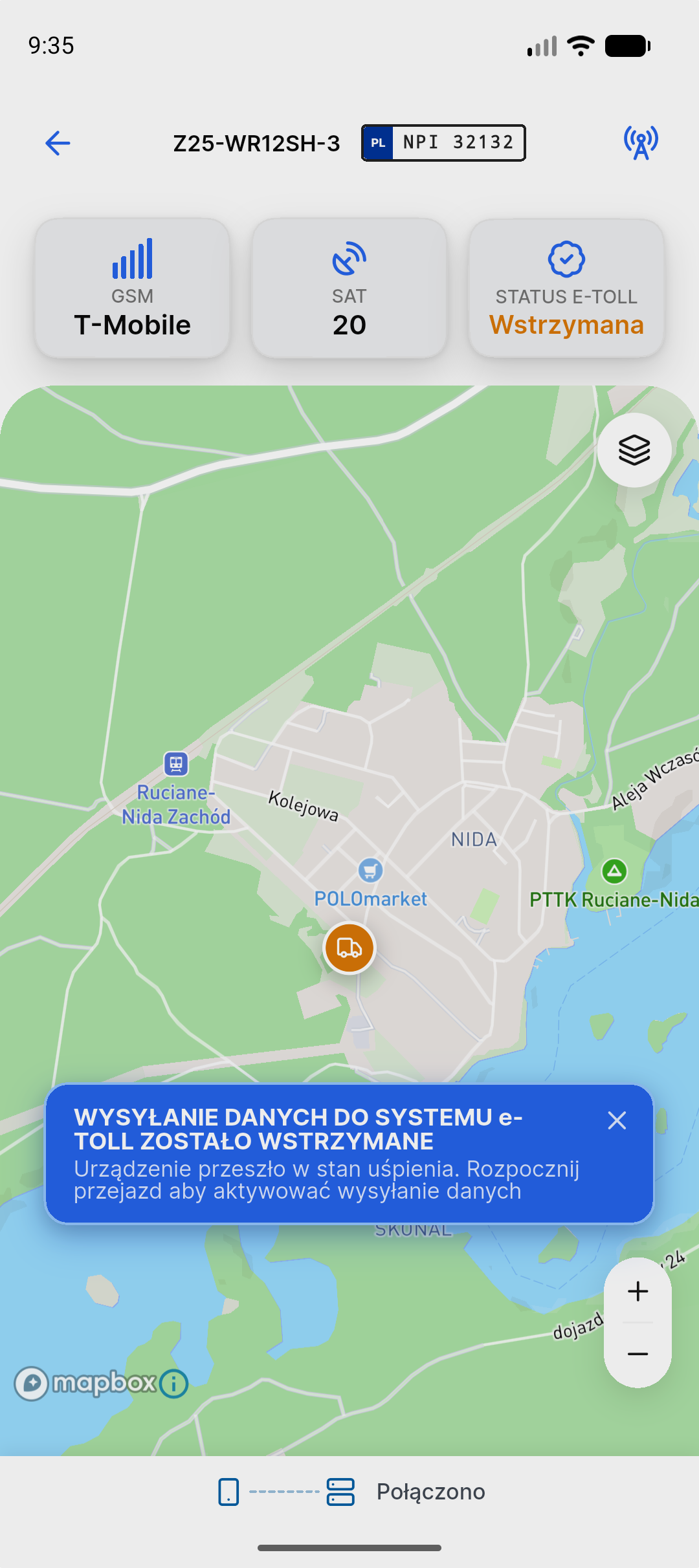 Pozycja pojazdu na mapie